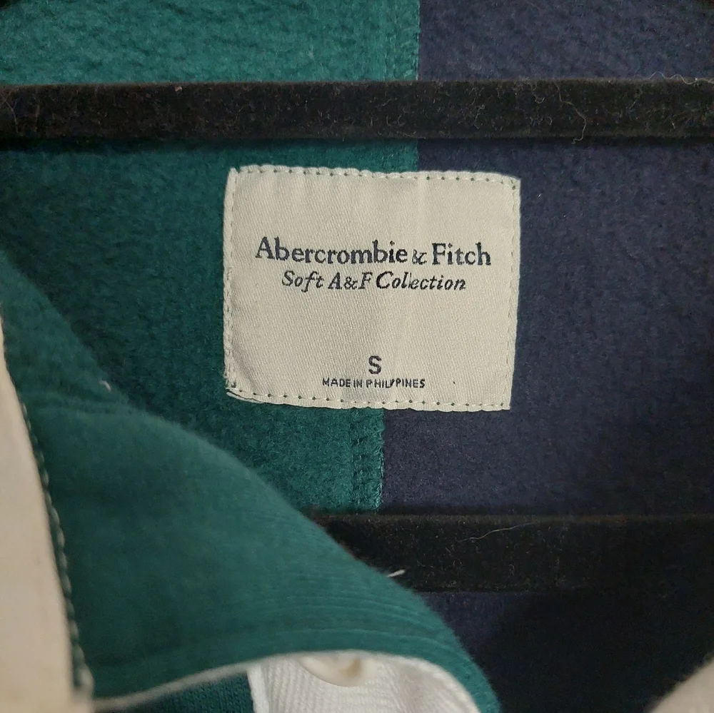 Abercrombie and Fitch cropped Rugby style color block preppy shirt sweatshirt - Picture 2 of 4